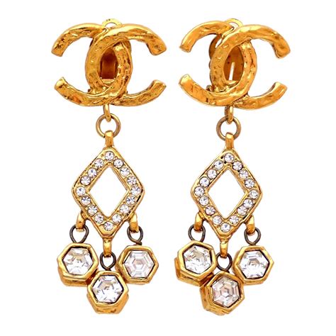 dangle celebrity chanel earrings|vintage chanel dangle earrings.